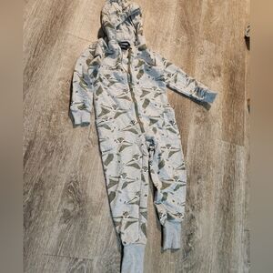 Cozy Gray Hooded Kids Footie with Animal Design